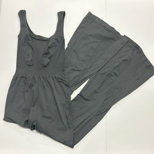 FP Movement Free People Good Karma Flare Onesie Dark Gray M/L NWOT IR